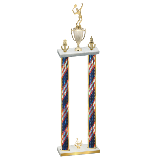 Double Flag USA Third Place Tennis Trophy