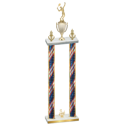 Double Flag USA Third Place Tennis Trophy