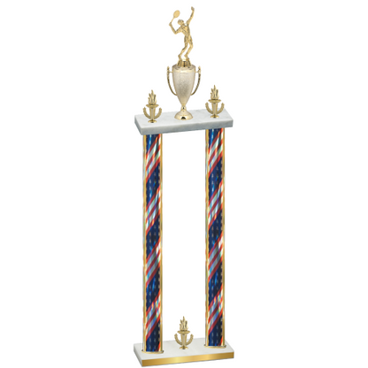 Double Flag USA Victory Tennis Trophy