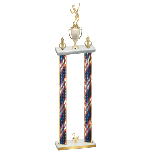 Double Flag USA Second Place Tennis Trophy