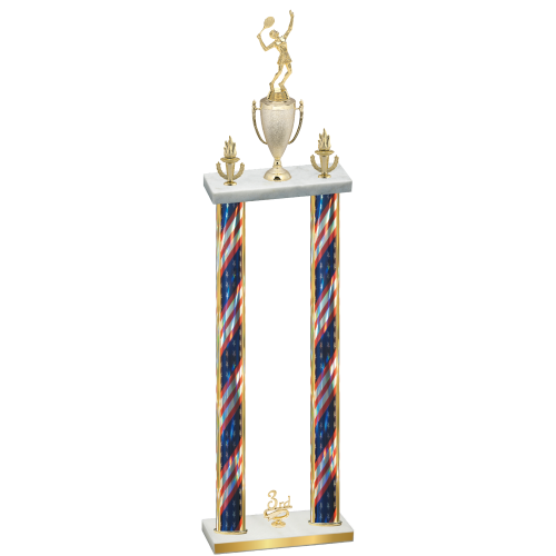 Double Flag USA Third Place Tennis Trophy