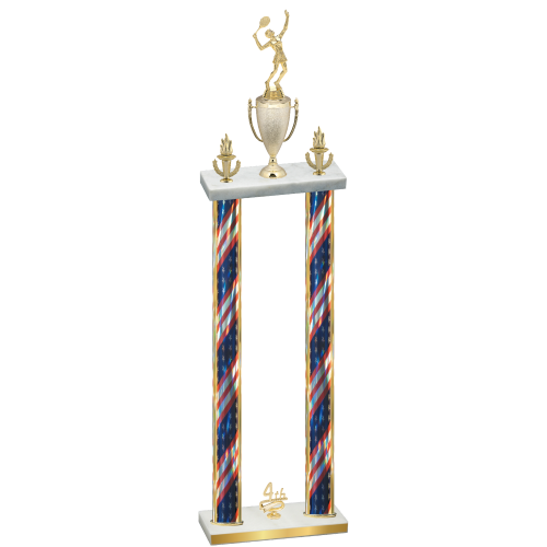 Double Flag USA Fourth Place Tennis Trophy