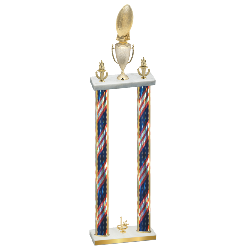 Double Flag USA First Place Football Trophy