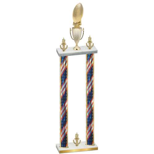 Double Flag USA Victory Football Trophy
