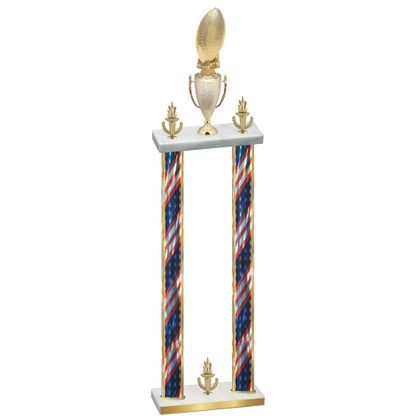 Double Flag USA Victory Football Trophy