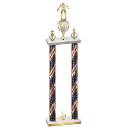 Double Flag USA First Place Wrestling Trophy