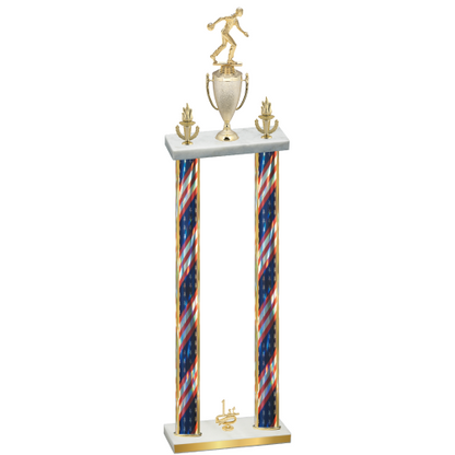 Double Flag USA First Place Bowling Trophy