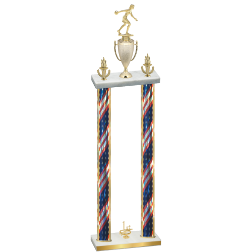 Double Flag USA First Place Bowling Trophy