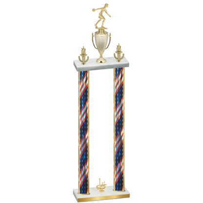 Double Flag USA First Place Bowling Trophy