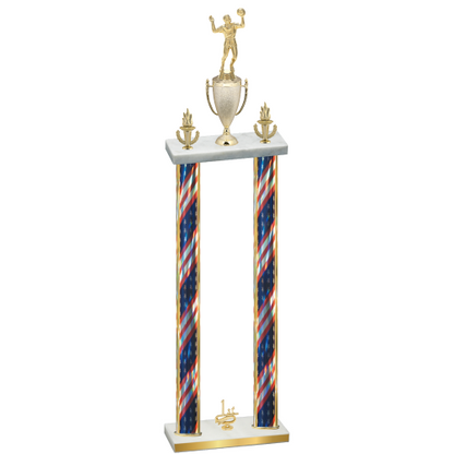 Double Flag USA First Place Volleyball Trophy