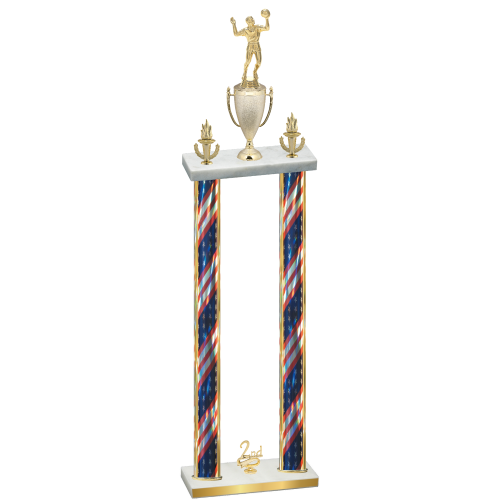 Double Flag USA Second Place Volleyball Trophy