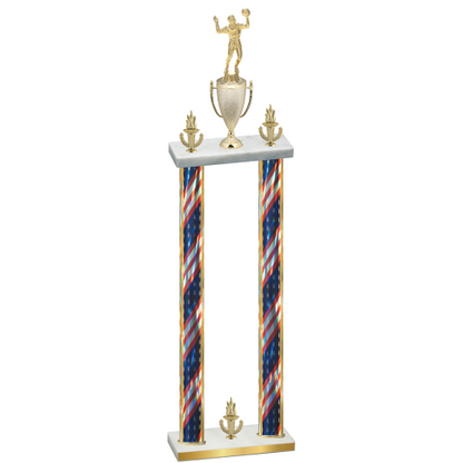 Double Flag USA Victory Volleyball Trophy