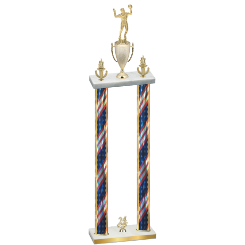 Double Flag USA Year Volleyball Trophy