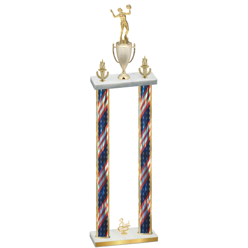 Double Flag USA Third Place Volleyball Trophy