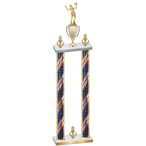 Double Flag USA Victory Volleyball Trophy