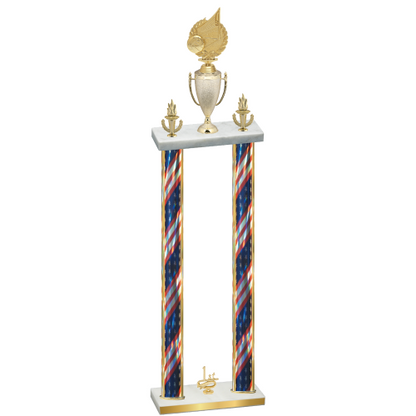 Double Flag USA First Place Volleyball Trophy