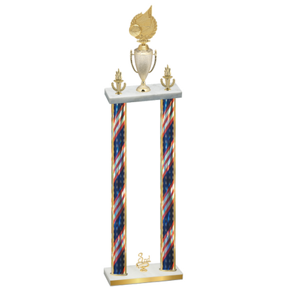 Double Flag USA Third Place Volleyball Trophy