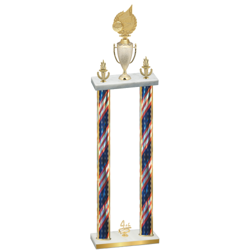 Double Flag USA Fourth Place Volleyball Trophy