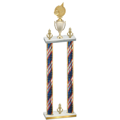 Double Flag USA Victory Volleyball Trophy
