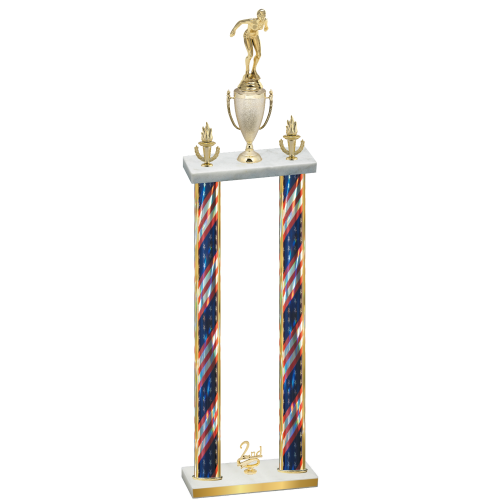 Double Flag USA Second Place Tennis Trophy