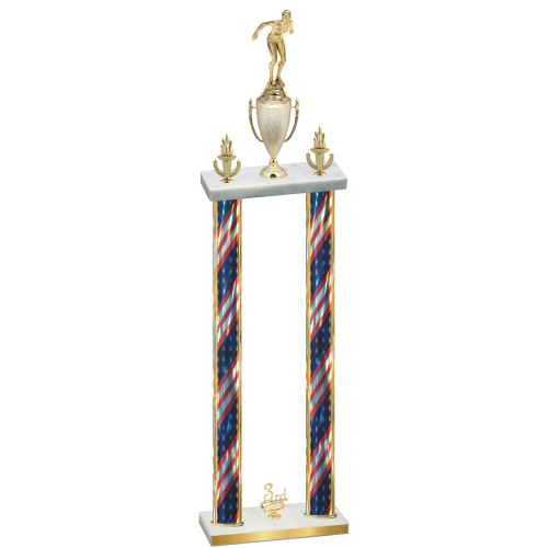 Double Flag USA Third Place Tennis Trophy