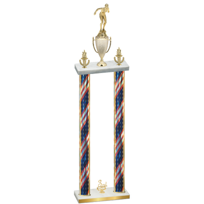 Double Flag USA Third Place Tennis Trophy