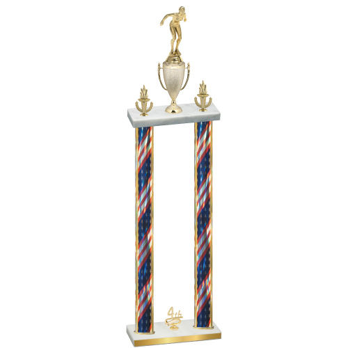 Double Flag USA Fourth Place Tennis Trophy