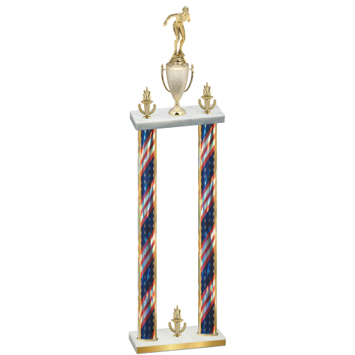 Double Flag USA Victory Tennis Trophy