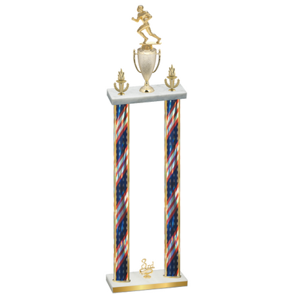 Double Flag USA Third Place Football Trophy