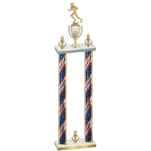 Double Flag USA Victory Football Trophy