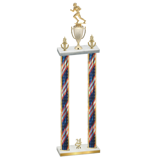 Double Flag USA Year Football Trophy