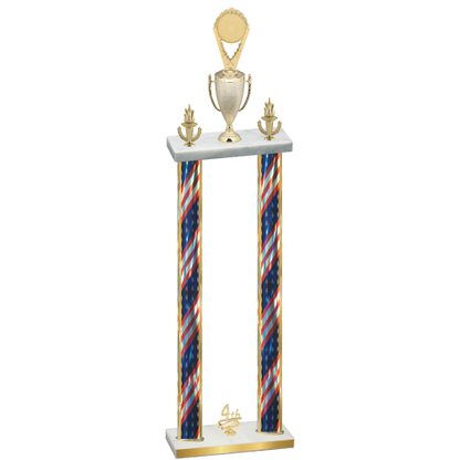 Double Flag USA Fourth Place Insert Trophy