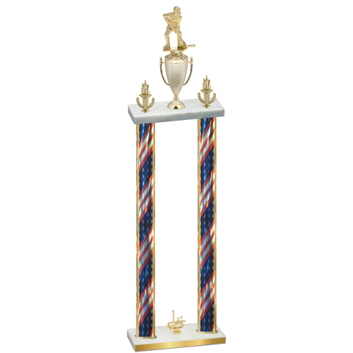 Double Flag USA First Place Hockey Trophy