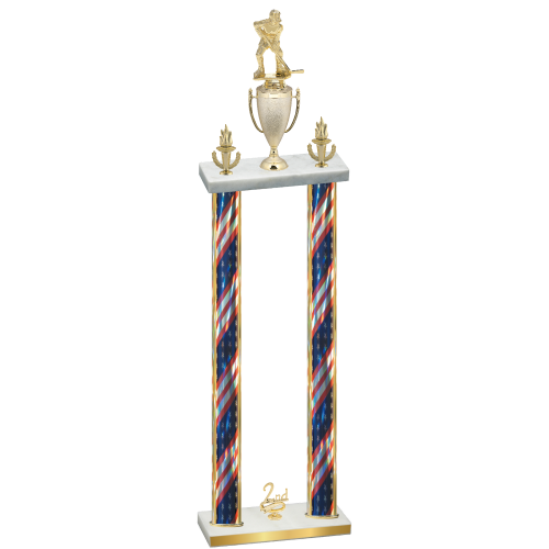 Double Flag USA Second Place Hockey Trophy