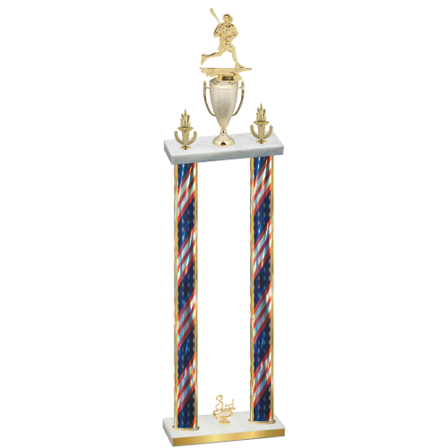 Double Flag USA Third Place Lacrosse Trophy