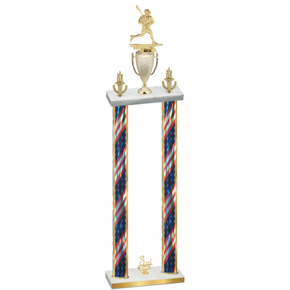 Double Flag USA Third Place Lacrosse Trophy