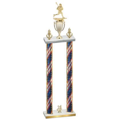 Double Flag USA Year Lacrosse Trophy