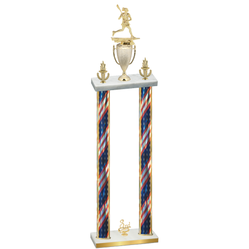 Double Flag USA Third Place Lacrosse Trophy