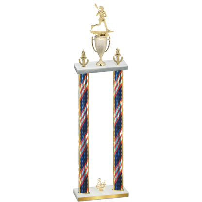 Double Flag USA Third Place Lacrosse Trophy