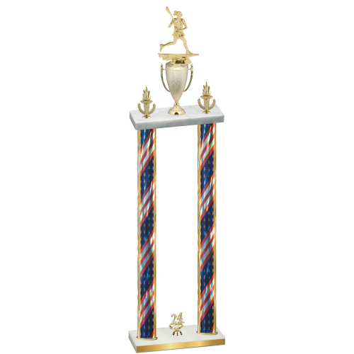 Double Flag USA Year Lacrosse Trophy