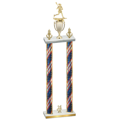 Double Flag USA Year Lacrosse Trophy