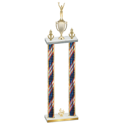 Double Flag USA Fourth Place Victory Trophy