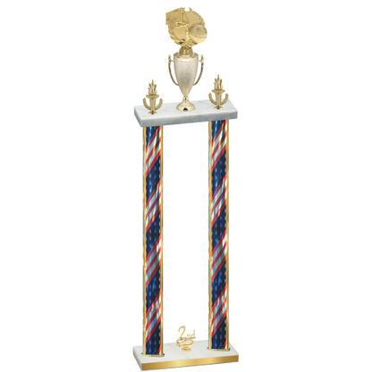 Double Flag USA Second Place Basketball Trophy