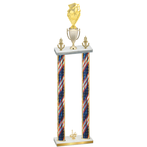 Double Flag USA First Place Pickleball Trophy