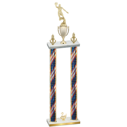 Double Flag USA Second Place Basketball Trophy
