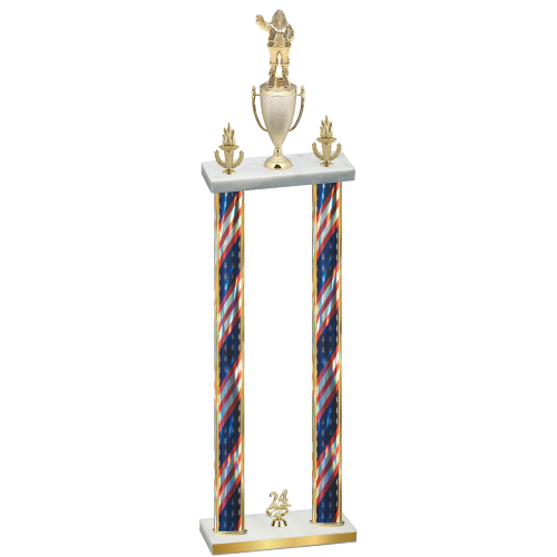 Double Flag USA Year Holiday Trophy