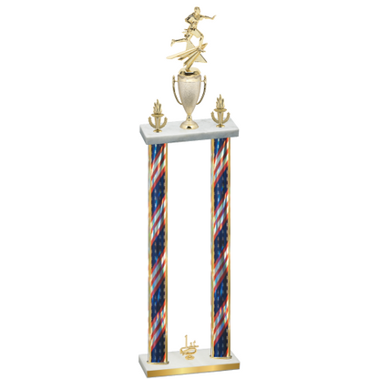 Double Flag USA First Place Flag Football Trophy