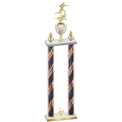 Double Flag USA Second Place Flag Football Trophy