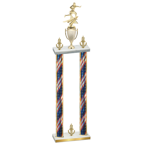 Double Flag USA Victory Flag Football Trophy