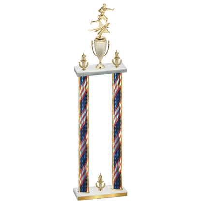Double Flag USA Victory Flag Football Trophy